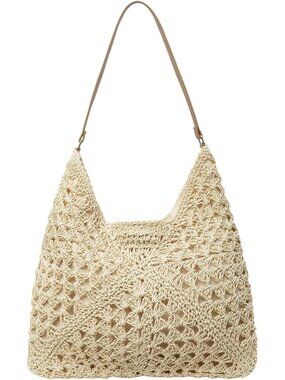 Women's Cream Travel Bag Beach Essentials Soft Shoulder Strap Three Dimensional